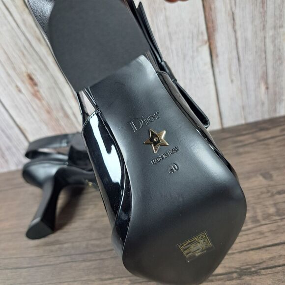 Christian Dior Sweet-D Black Patent Leather Slingback Pump Heels Women's Sz 10 - Picture 10 of 11